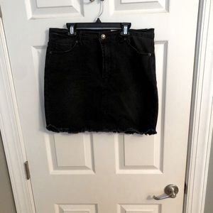 Black denim skirt